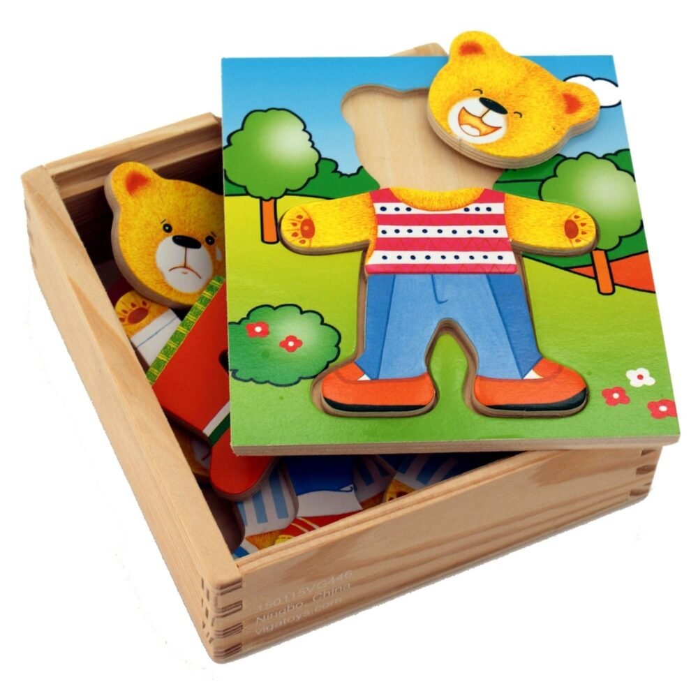 Medinė dėlionė aprenk meškiuką 8 vnt EDU56401 - Image 2