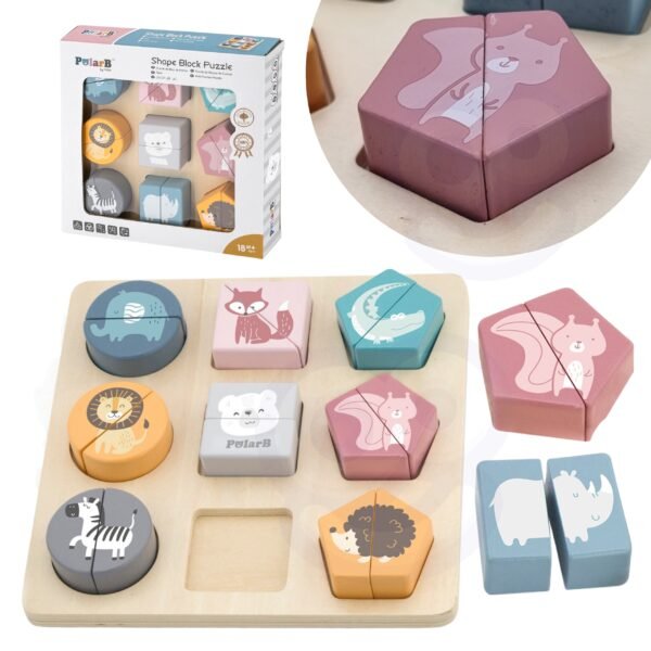 Medinė dėlionė kaladėlės gyvūnai ED44012