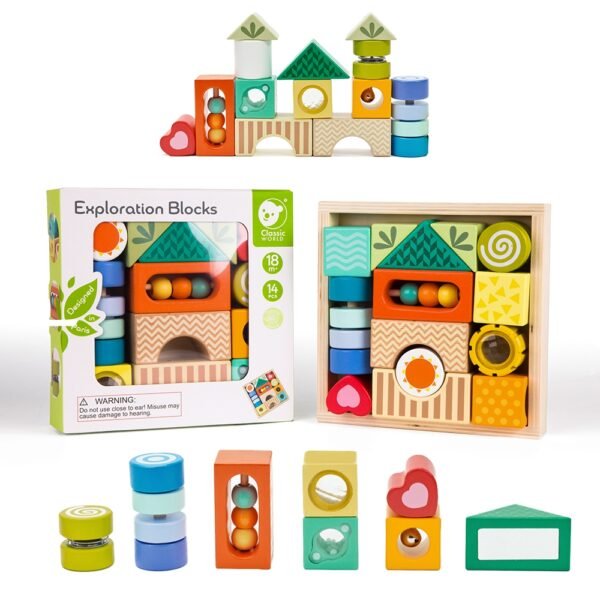 Medinės sensorinės montessori kaladėlės EDU54174