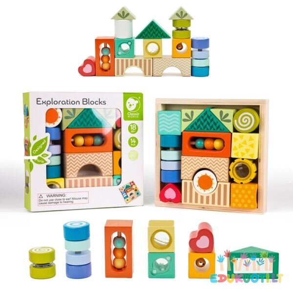 Medinės sensorinės montessori kaladėlės R54174