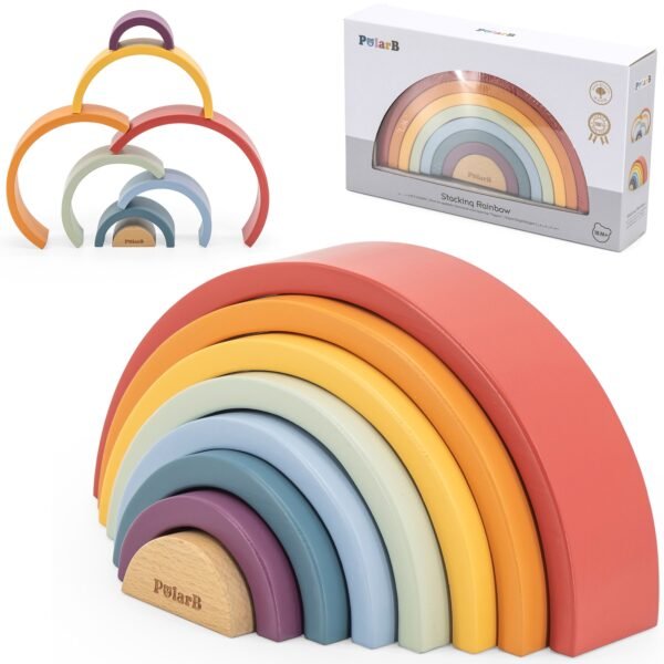 Medinė vaivorykštės dėlionė Montessori kaladėlės R44220