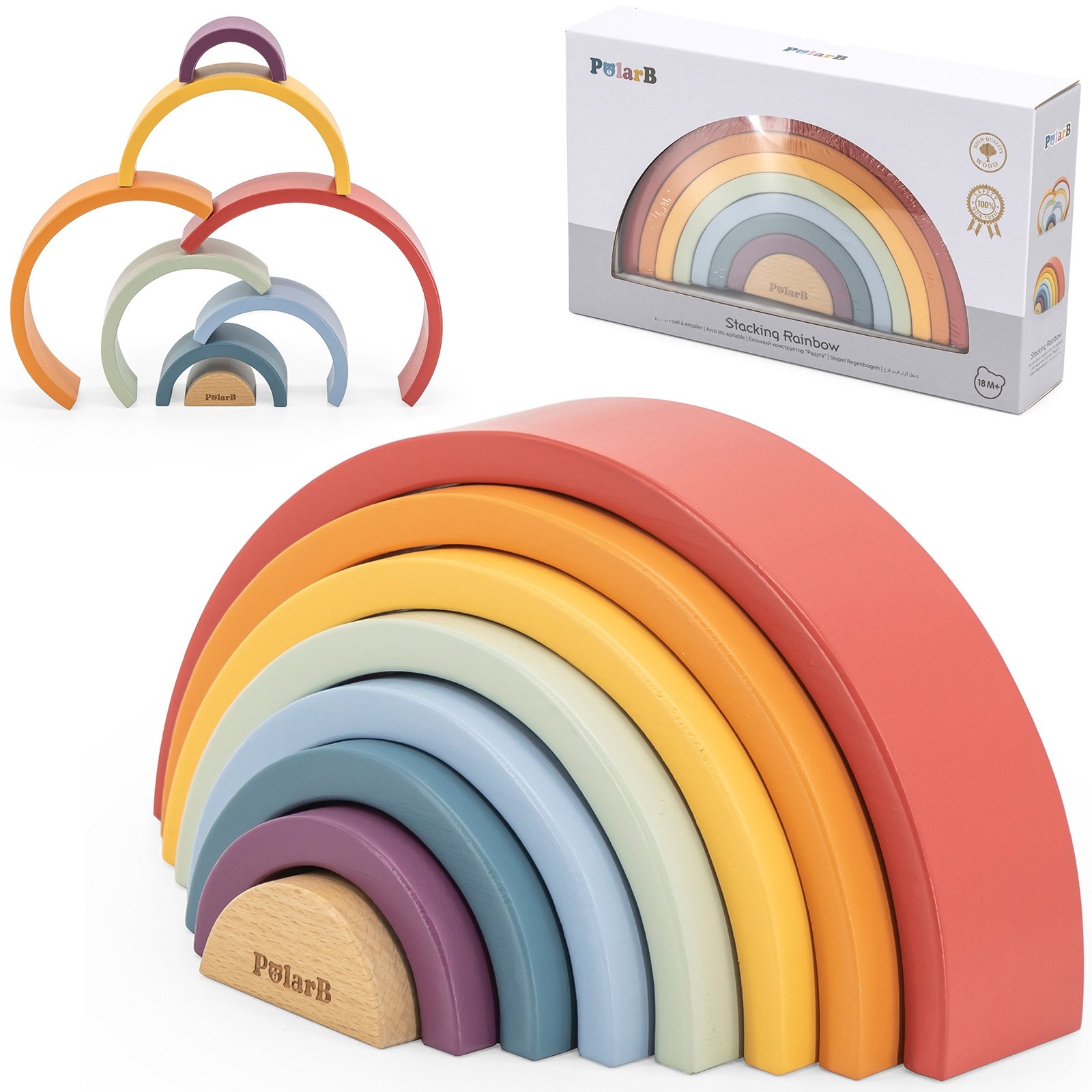 Medinė vaivorykštės dėlionė Montessori kaladėlės R44220