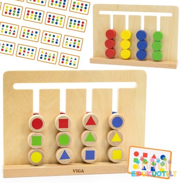 Medinė Montessori spalvų ir formų dėlionė R44707