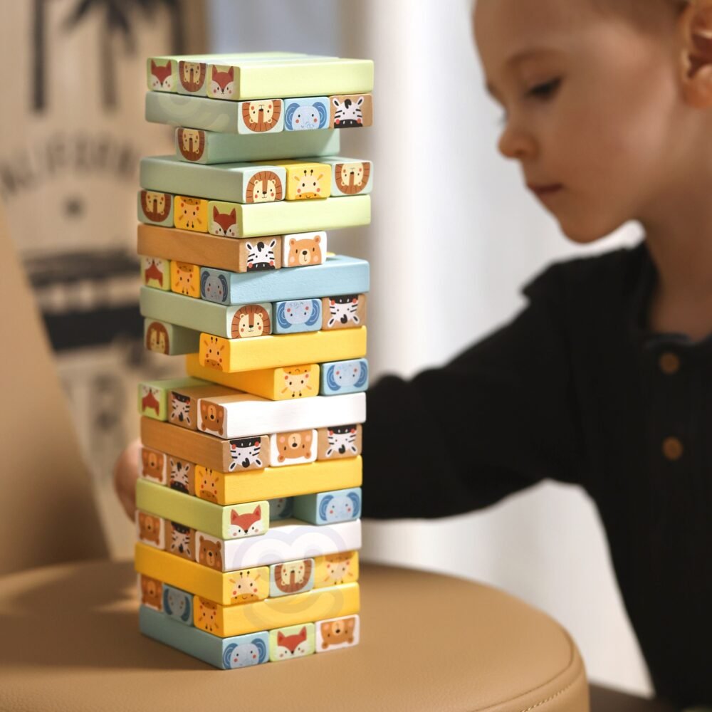 Medinis balansinis bokštas Jenga su plaktuku ED51824 - Image 3