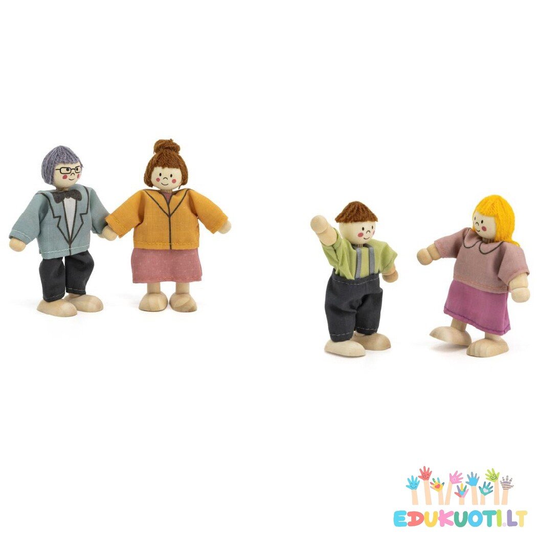 Medinių lėlių su drabužiais rinkinys 4vnt R44254 - Image 2