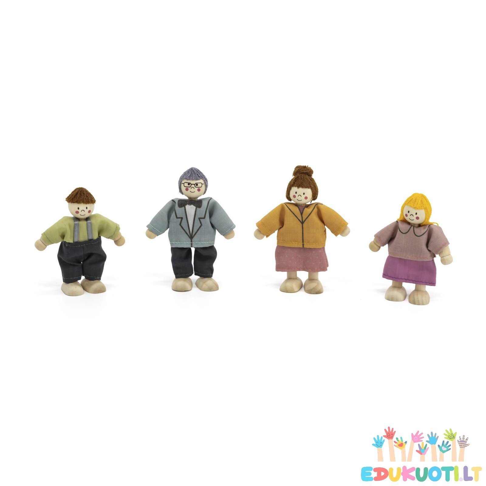 Medinių lėlių su drabužiais rinkinys 4vnt R44254 - Image 3