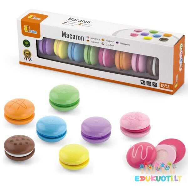 Mediniai spalvoti sausainiai macarons R50807