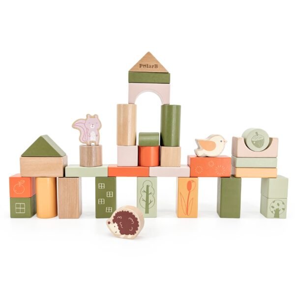 Medinės kaladėlės miškas rinkinys 50 vnt ED44230