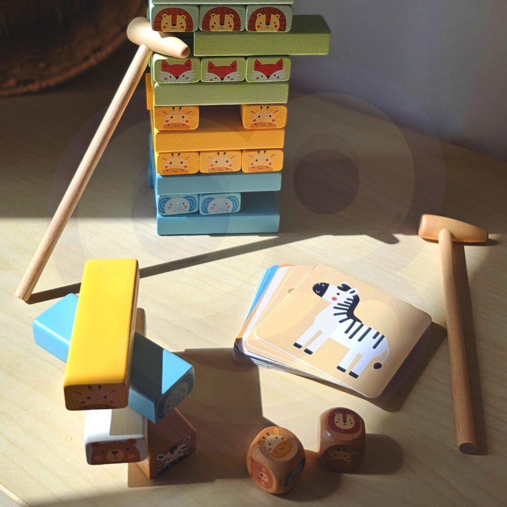Medinė dėlionė Jenga su plaktuku 82 vnt ED77044 - Image 4