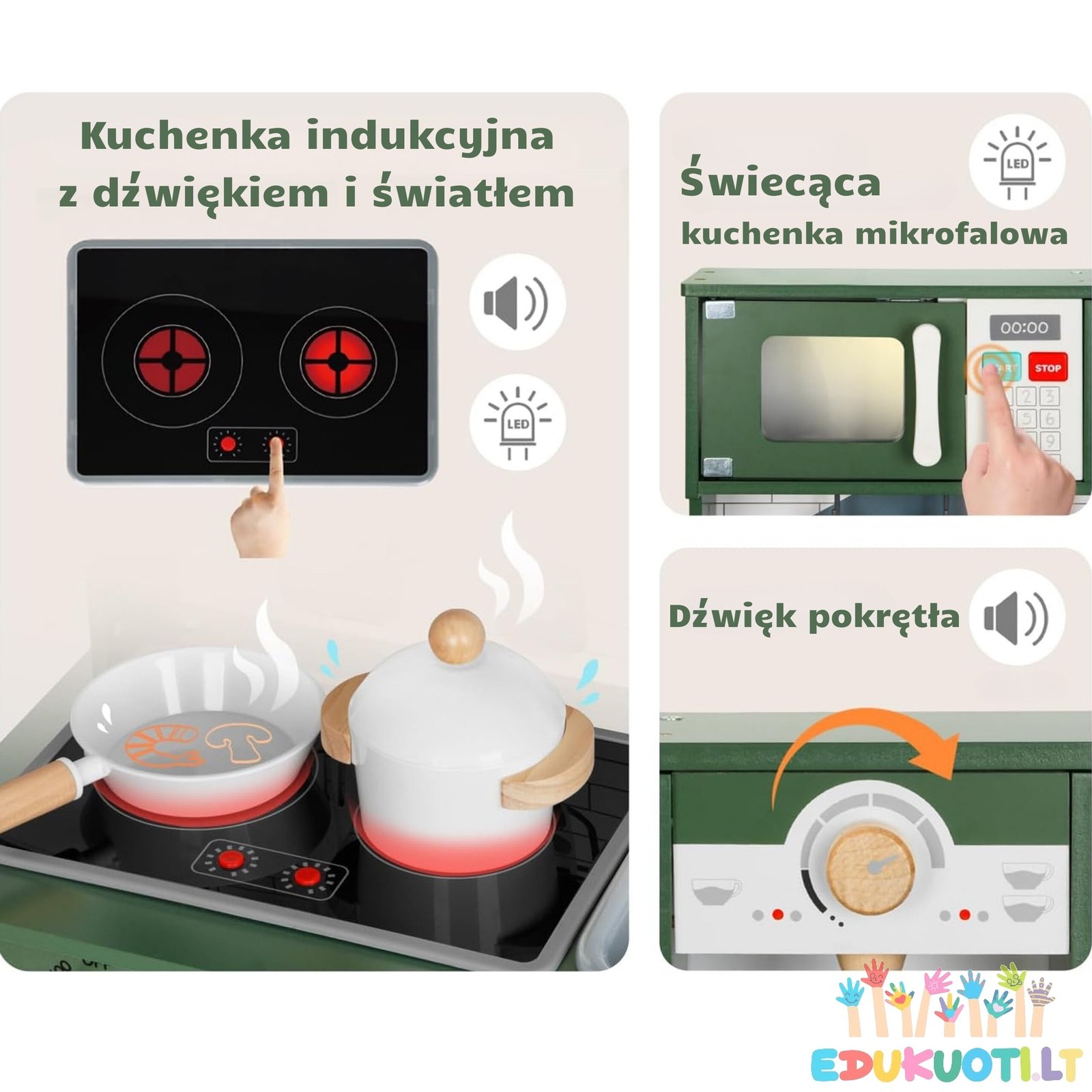WOOPIE medinė interaktyvi dvipusė virtuvėlė su priedais ED53538 - Image 4