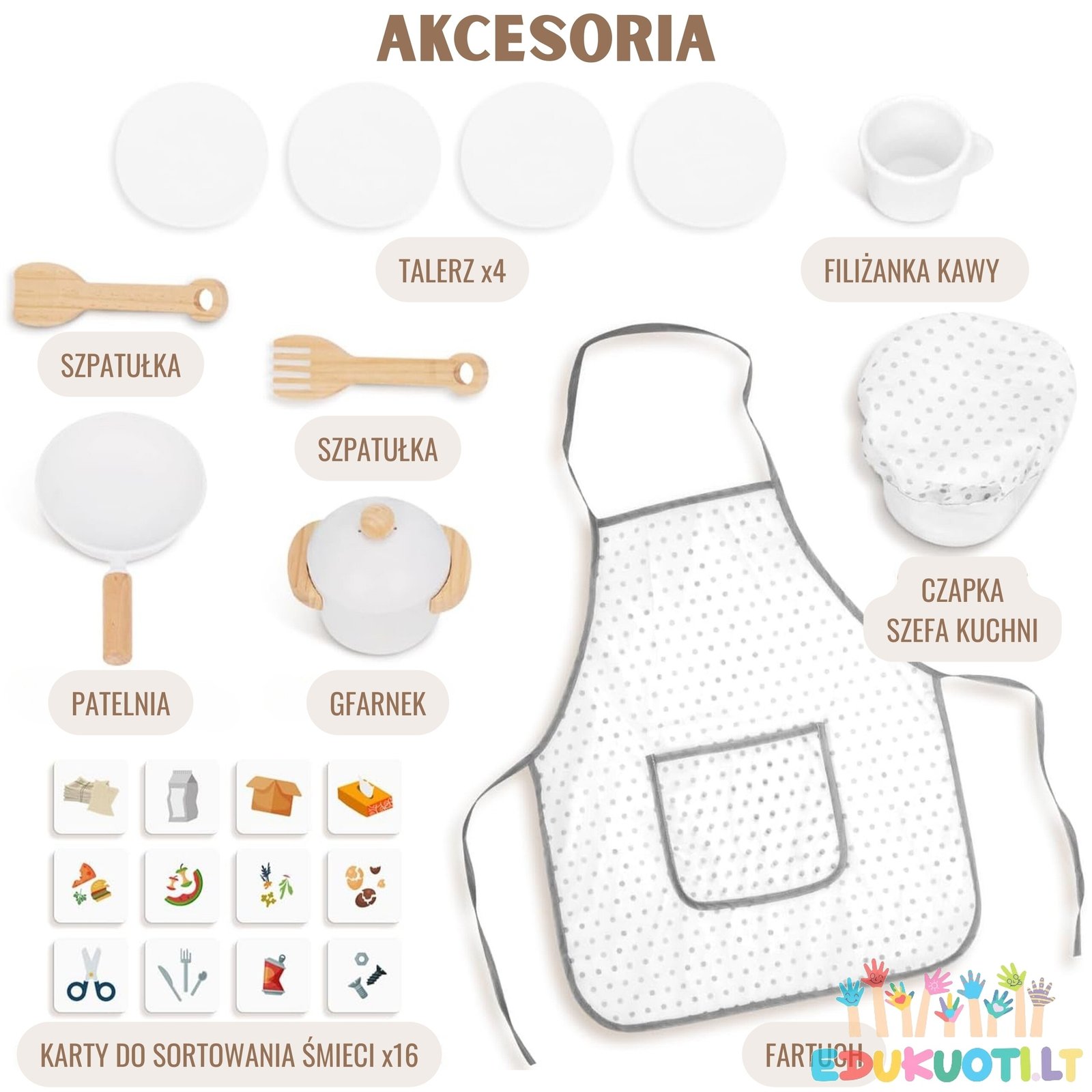 WOOPIE medinė interaktyvi dvipusė virtuvėlė su priedais ED53538 - Image 2