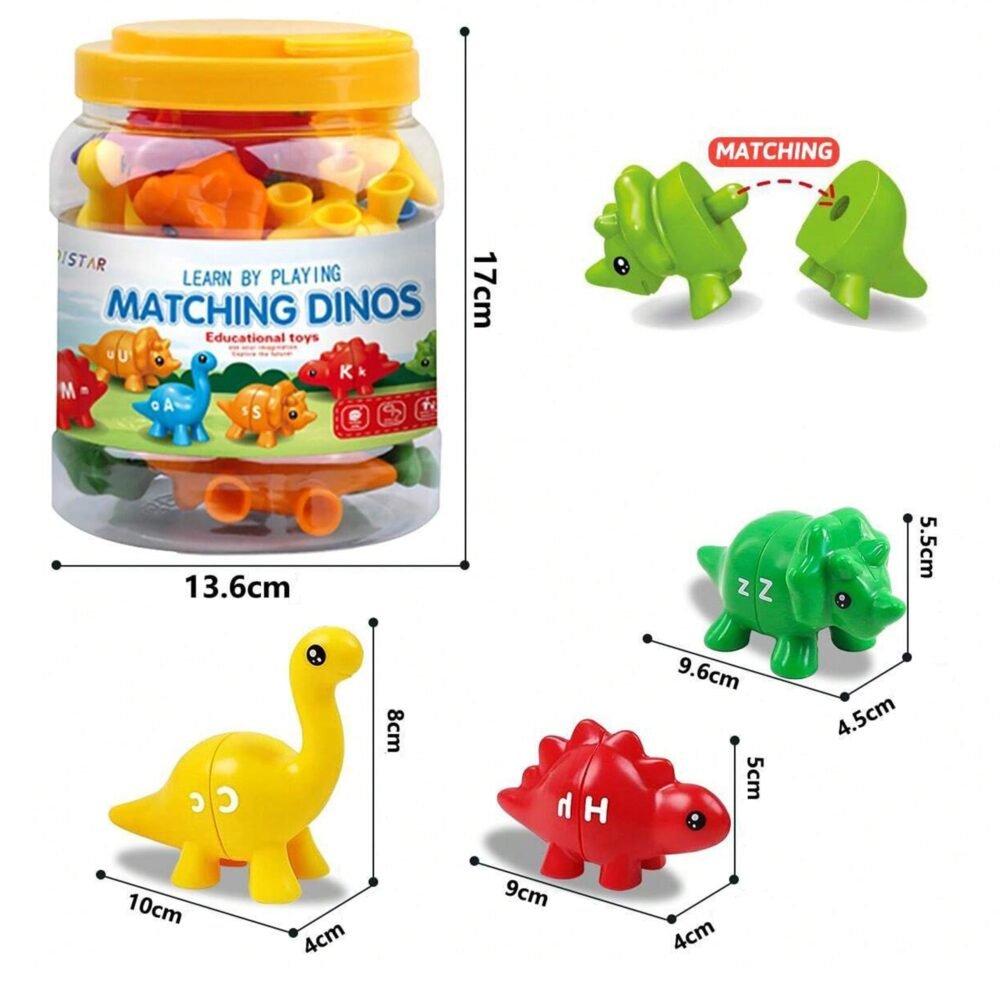 Plastikinis raidžių pažinimo rinkinys konstruktorius dinozaurai ED51886 - Image 2