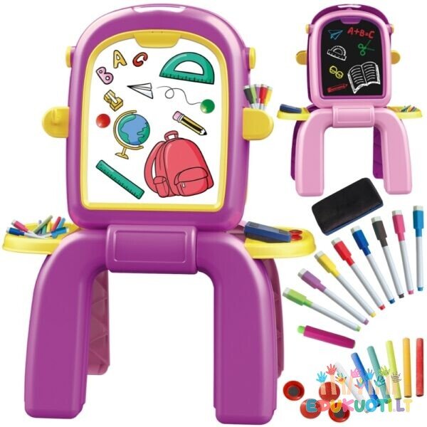 Dvipusė kreidinė magnetinė piešimo lenta su priedais ED53071