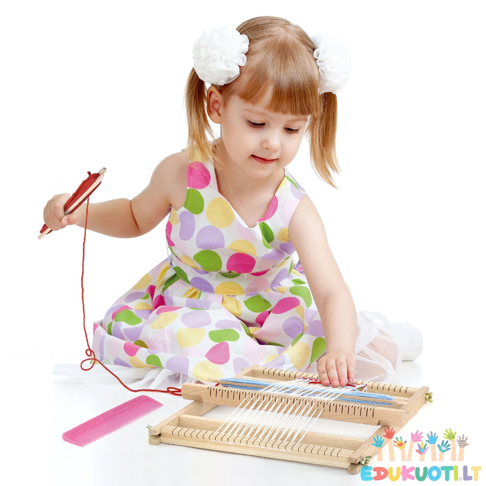 Medinių staklių Montessori audimo rinkinys R58392 - Image 2