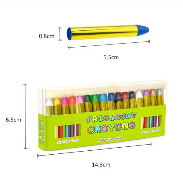 Kreidelių rinkinys piešimui ant veido ir kūno 16 vnt. ED8106