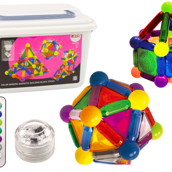Šviečiantis magnetinis konstruktorius dėžėje 154 vnt ED18434
