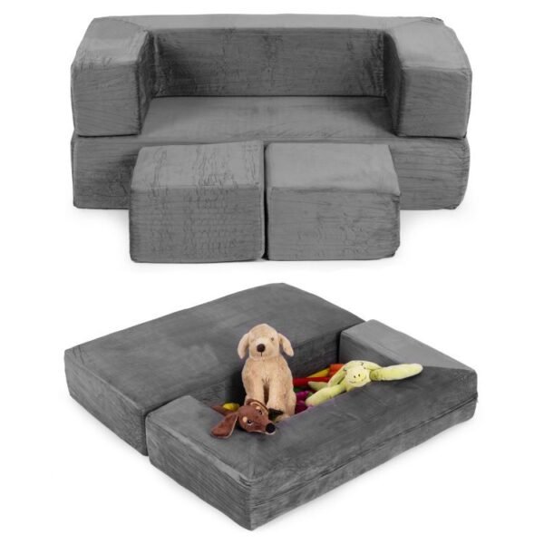 Modulinė sulankstoma sofa 4 dalių pilka TMSRT-16-GY
