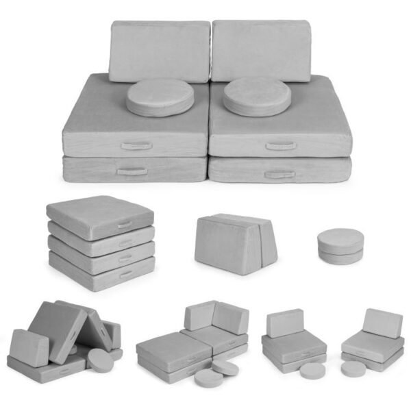 Modulinė sulankstoma sofa 8 dalys pilka TMSRT-14P