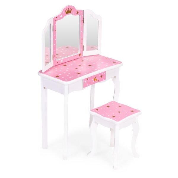 Kosmetinis staliukas su veidrodžiu ir taburete W08H094
