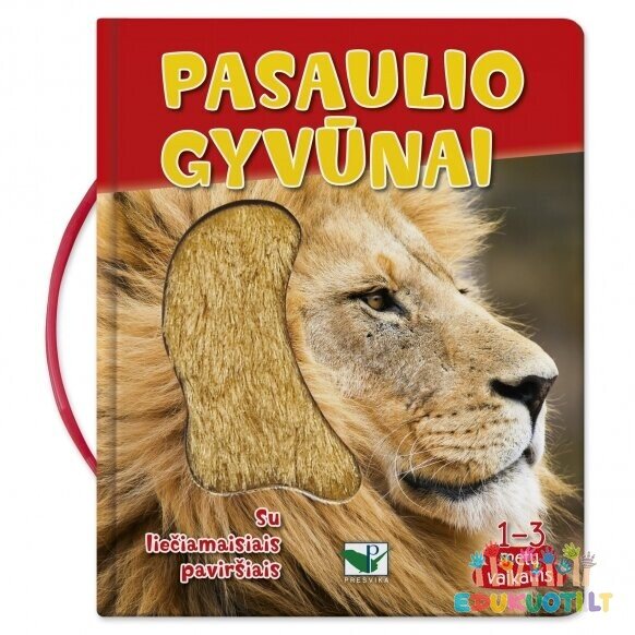 Knygelė su sensoriniais liečiamais elementais Pasaulio gyvūnai