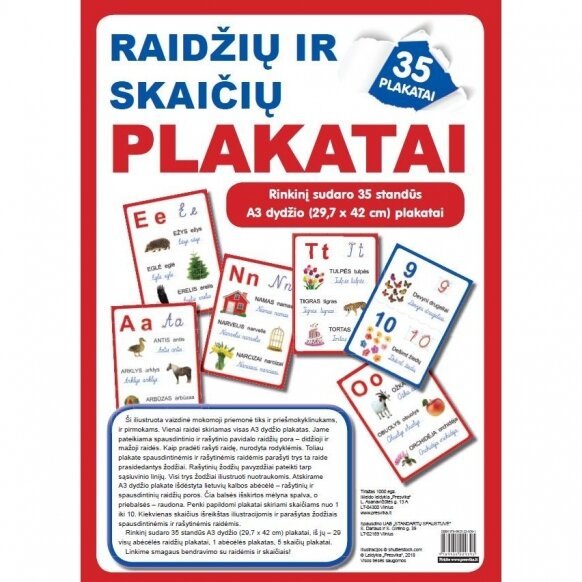 Mokomoji priemonė Raidžių ir skaičių plakatai