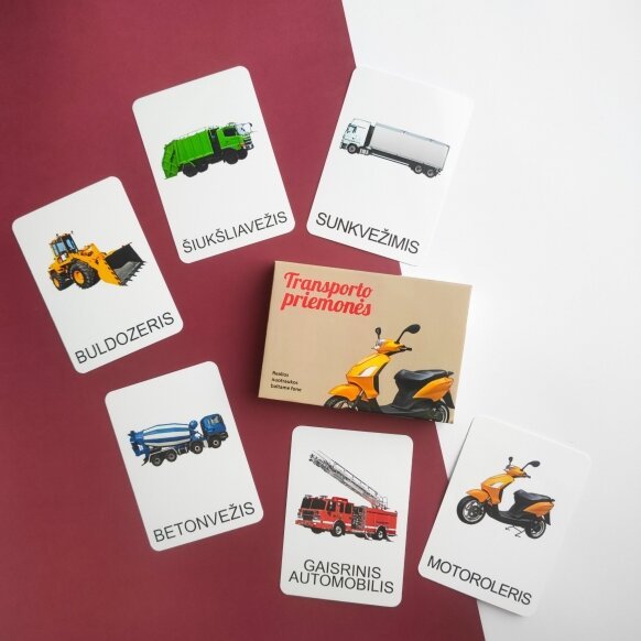 Edukacinių kortelių rinkinys Transportas