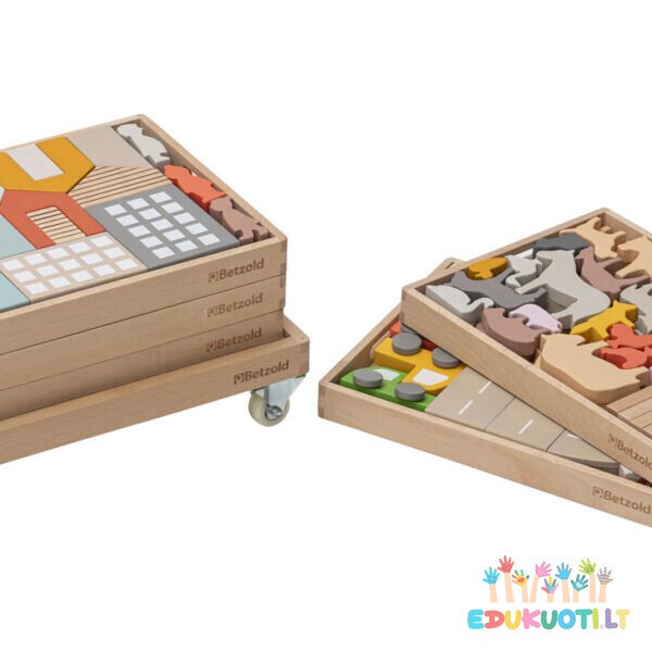 Medinių Montessori kaladėlių rinkinys Miestas B768326 4